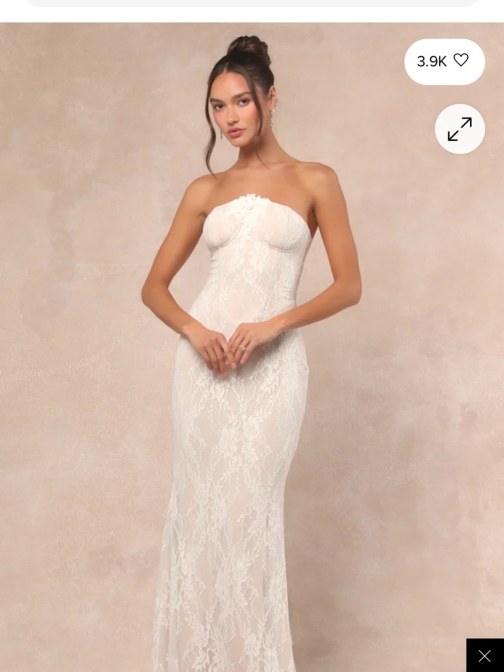 Lulu's Strapless Lace Gown in Ivory